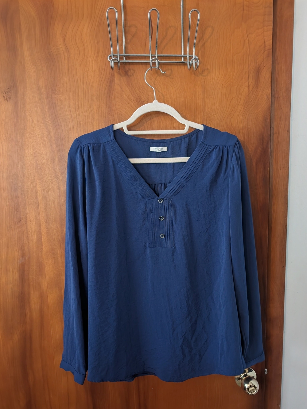 Maurices Deep Blue V-Neck Button-Front Blouse